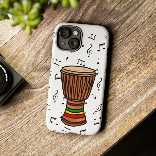Djembe Tough Phone Case, djembe iPhone phone case, djembe Samsung phone case, djembe Google phone case, gift for drummer, djembe player gift