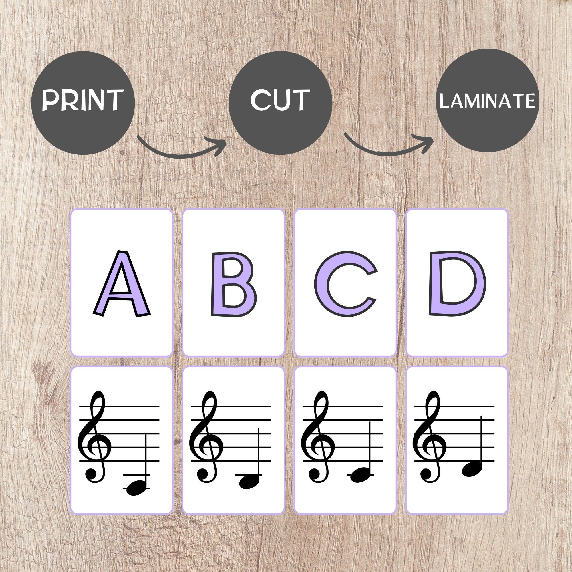 Printable Music Flash Cards Music Note Game Treble Clef Bass Clef