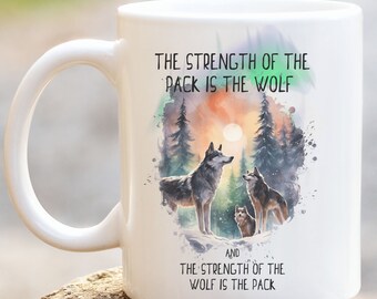 Wolf Pack Family  Ceramic Mug,  Northern Lights Wolf Design Inspirational Quote, gift for wolf lover,  inspirational wildlife mug, wolves