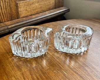 Pair of Vintage Mikasa Royal Suite Clear Crystal Votive Candle Holders Heavy Rib. No chips, cracks, or repairs.   Please inspect photos befo