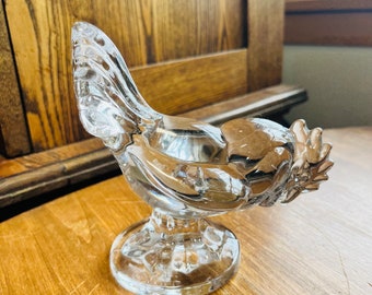 Viking Solid Clear Glass ROOSTER 5 1/2" High Figurine. Has chip on base as pictured