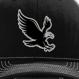 American Eagle Leather Patch Trucker Hat: Patriotic Snapback Cap