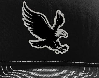 American Eagle Leather Patch Trucker Hat: Patriotic Snapback Cap