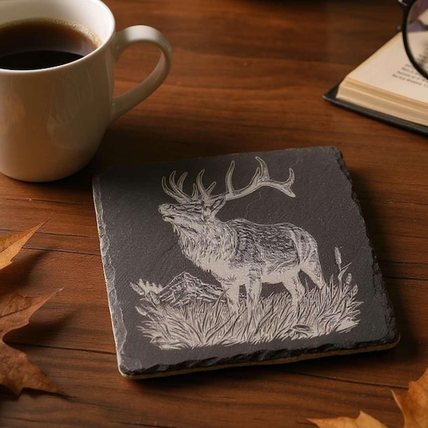 Elk hunting engraved slate coasters, Elk, Elk hunter, Elk hunter gift, hunting, Elk hunting lover gift, gift for Dad, gift for Elk hunter