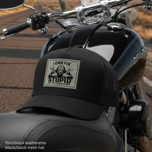 Bigfoot Mechanic Hat  Funny Trucker Cap with Patch, I Can Fix Stupid But It’s Gonna Hurt | Sasquatch Gift for Men, Garage Crew, Cryptid Fans