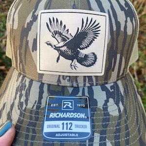 Turkey Hunter Trucker Hat • Custom Leather Patch • Personalized Richardson 112 • Hunting Gift for Men • Turkey Season Hat
