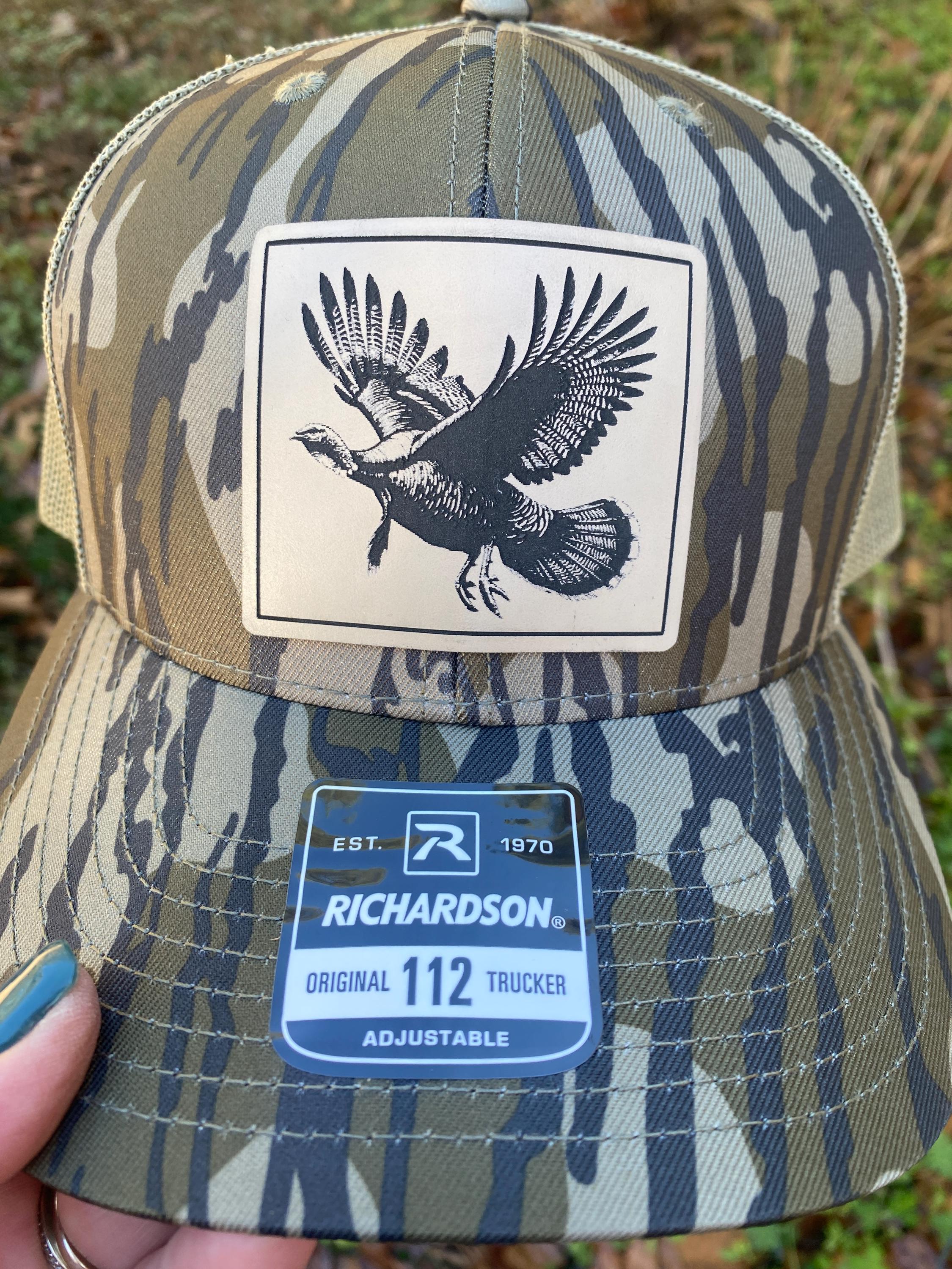Turkey Hunter Trucker Hat • Custom Leather Patch 