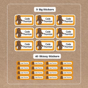 Cute Super Hero Stickers - 9 Big School Name Stickers - 40 Skinny Stickers