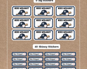 Baseball Stickers • School Name Decals • Set of 49 Stickers