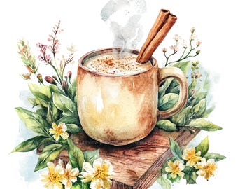 15 Holiday Eggnog Clipart | Festive Winter Watercolor Art | Winter Beverage Illustration JPG