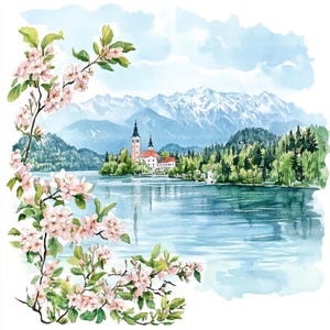 12 Spring Landscape Clipart, Spring Clipart, Watercolor Clipart for Scrapbooking & Junk Journal | High-Quality JPGs | Digital Download