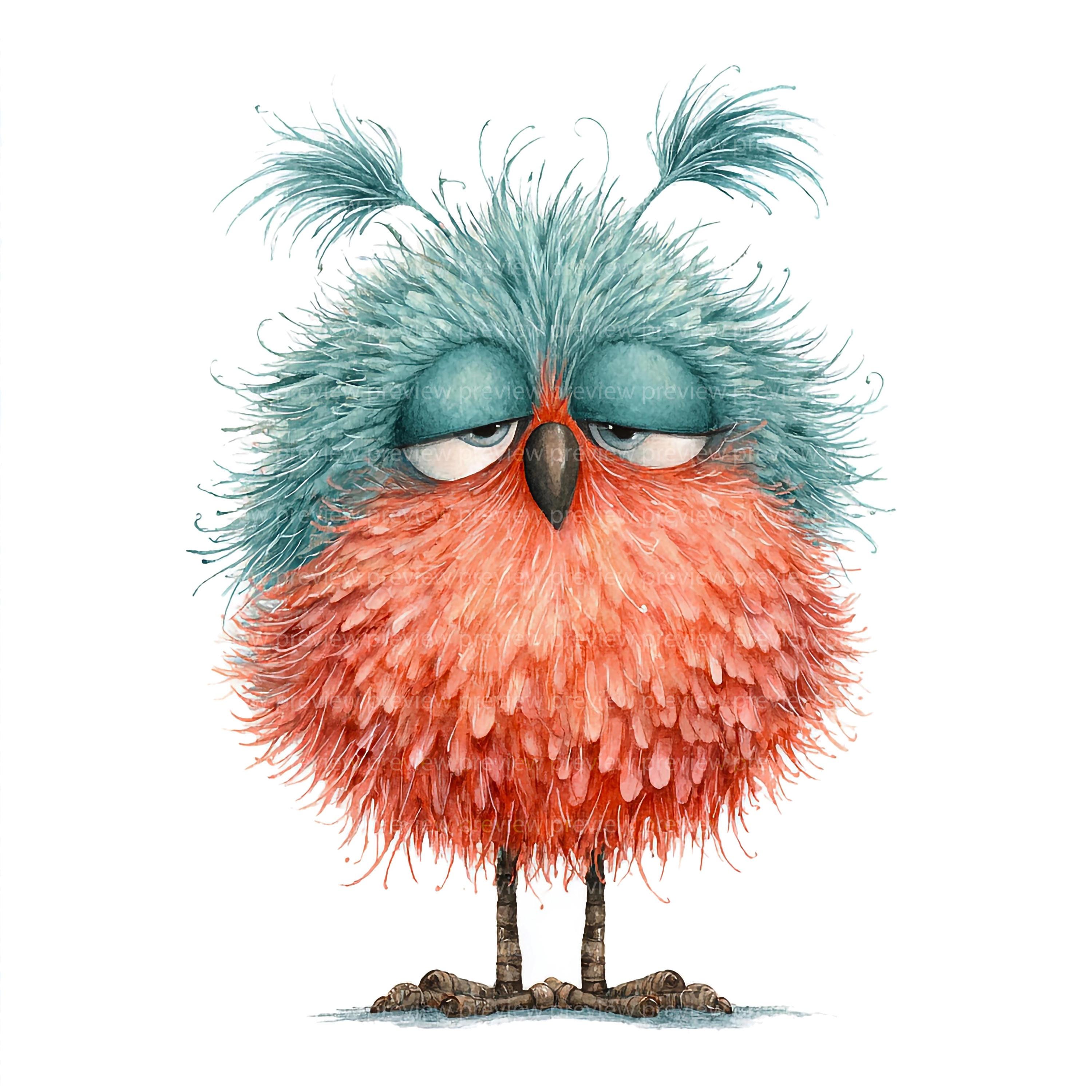 12 Grumpy Bird Clipart | Character Watercolor Avian Art | Unique ...