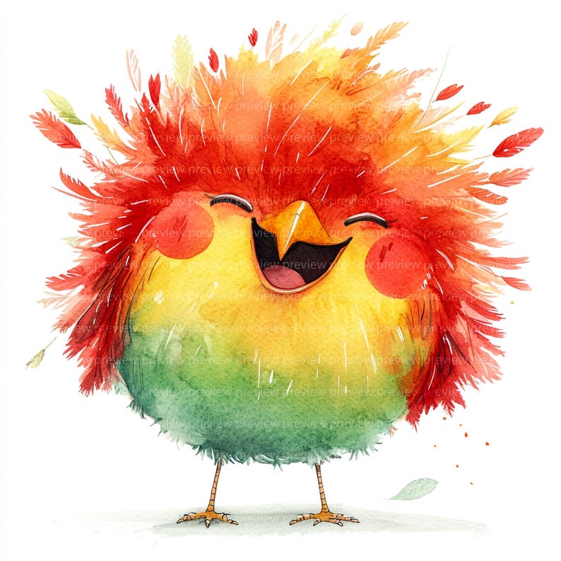 12 Whimsical Bird Clipart | Quirky Animal Watercolor Art | Unique Avian ...