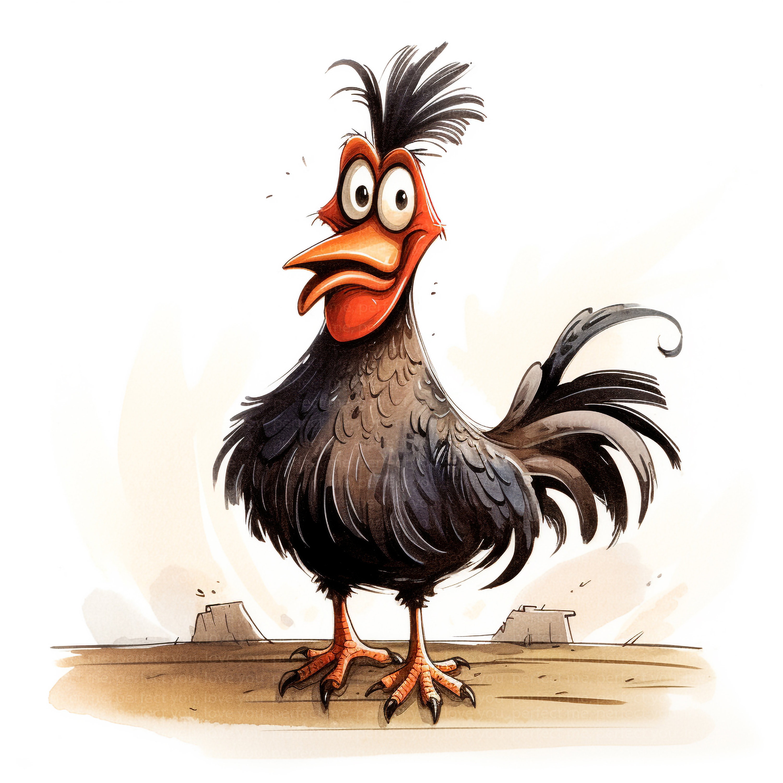 13 Cute and Funny Rooster Clipart, Quirky Rooster, Animal Clipart, High ...