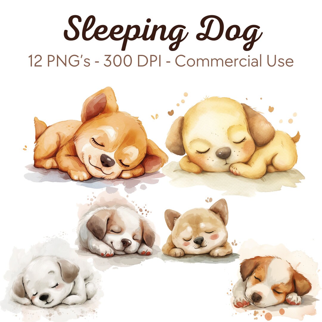 Sleeping Dog Watercolor Clipart Sleeping Dog Clipart Dog Clipart ...