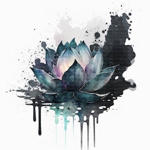 Clipart di fiori di loto, Clipart di loto ad acquerello / 12 JPG ad alta risoluzione per pianificatore digitale, diario spazzatura, carta digitale, arte murale