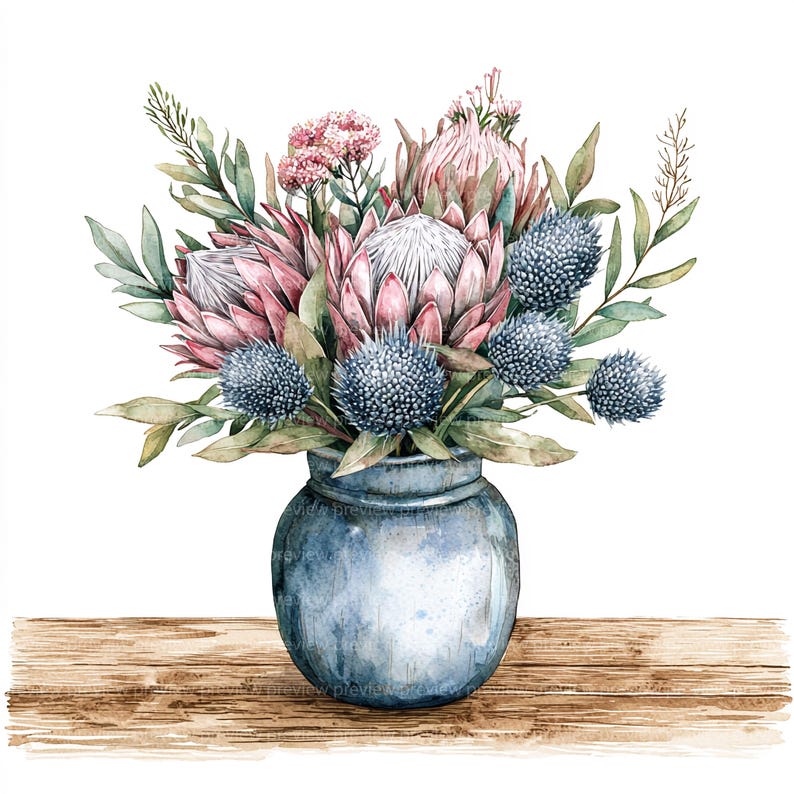 12 Protea Flower Clipart Bundle Watercolor Pink Botanical Floral Art 12-protea-flower-clipart-bundle-watercolor-pink-botanical-floral-art
