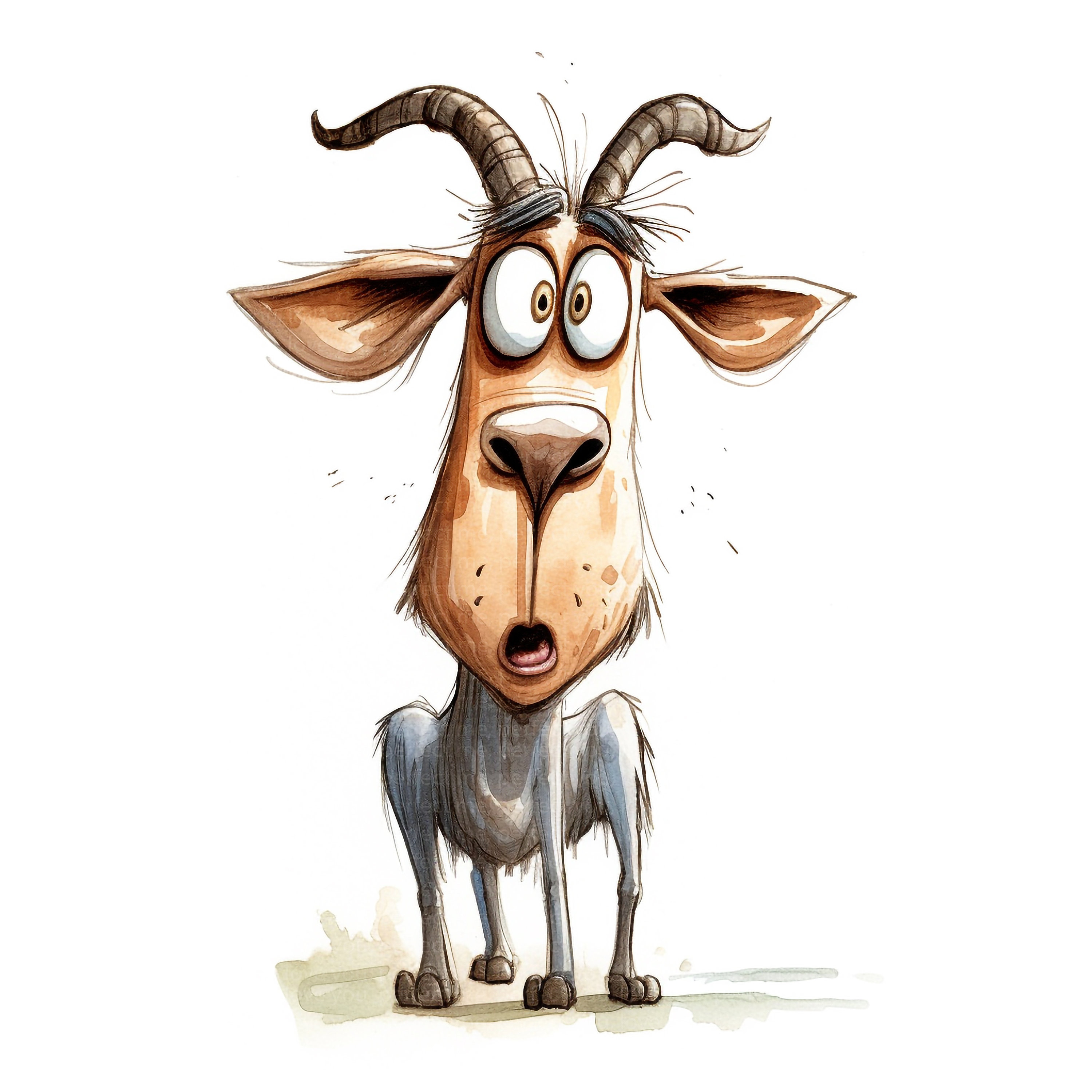 12 grappige geit aquarel clipart | Eigenzinnig dier (jpg's, commercieel  gebruik, digitale download) - Etsy België, image size:3000x3000