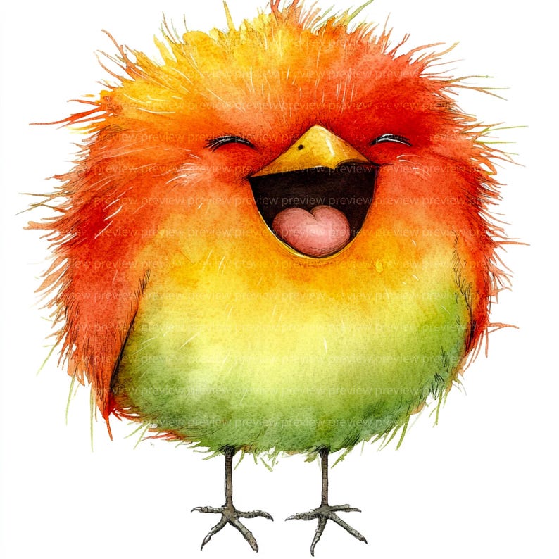 12 Whimsical Bird Clipart | Quirky Animal Watercolor Art | Unique Avian ...