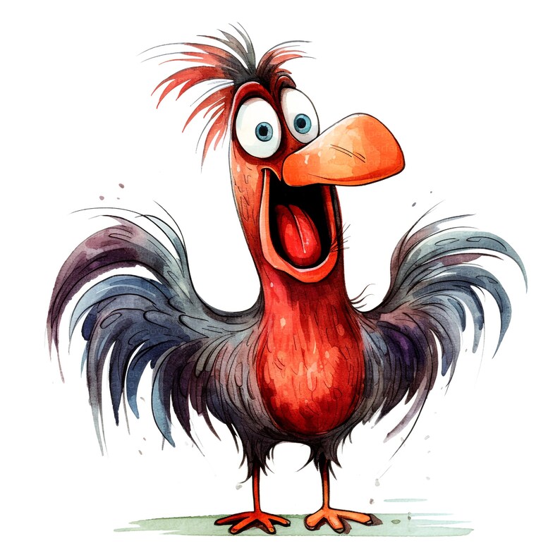 13 Cute and Funny Rooster Clipart, Quirky Rooster, Animal Clipart, High ...