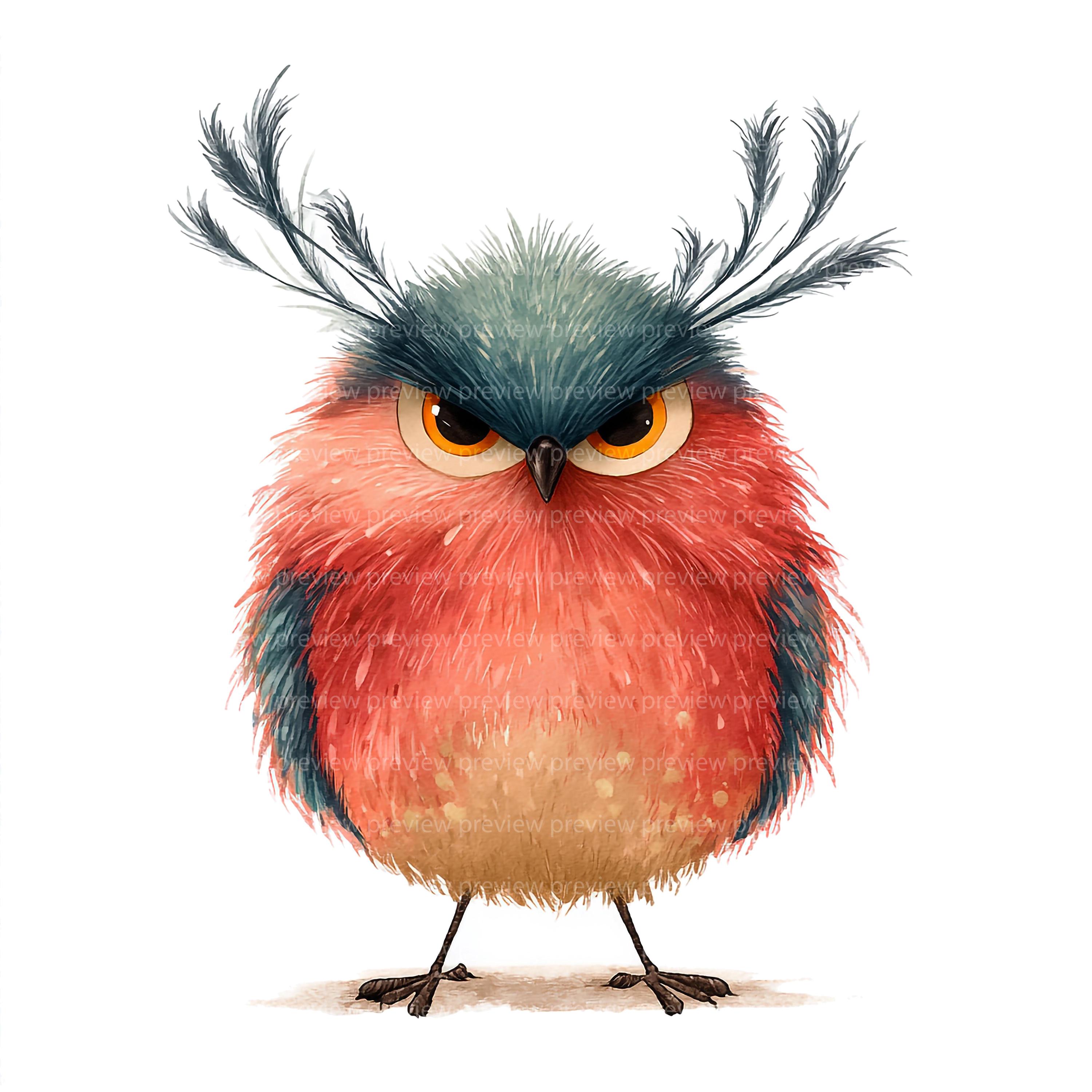 12 Grumpy Bird Clipart | Character Watercolor Avian Art | Unique ...