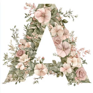26 imágenes prediseñadas de flores del alfabeto, imágenes prediseñadas de letras florales del alfabeto, imágenes prediseñadas de acuarela para scrapbooking / JPG de alta calidad / Descarga digital