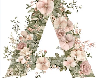 26 Floral Alphabet Clipart | Watercolor Flower Letters | Floral Typography Illustration JPG