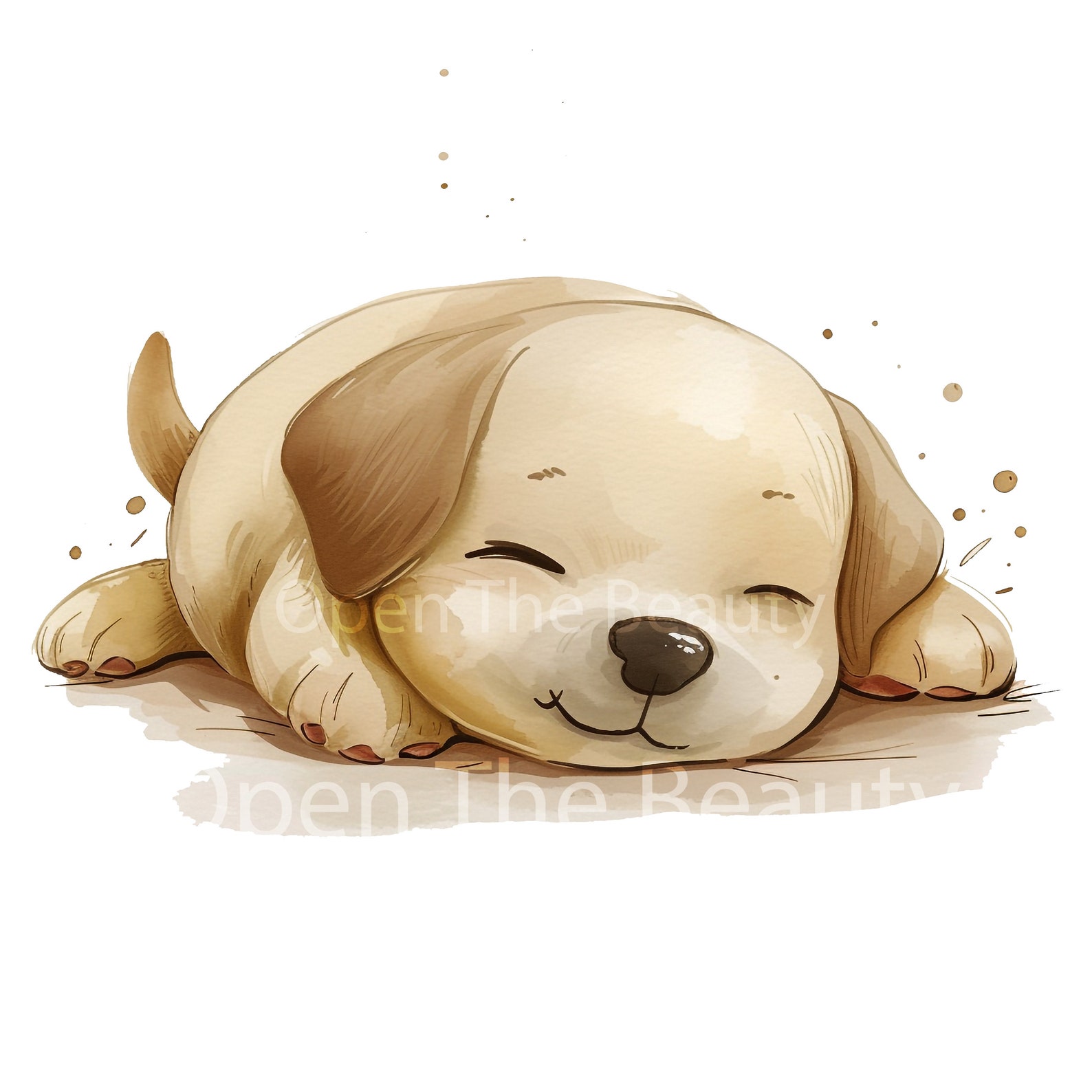 Sleeping Dog Watercolor Clipart Sleeping Dog Clipart Dog Clipart ...