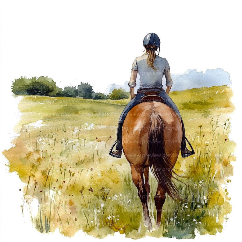 12 Horse Rider Clipart | Woman and Horse Watercolor Art | Equestrian ...