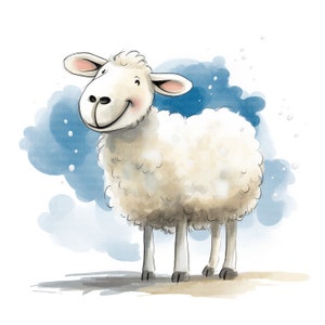12 Clipart di pecore acquerellate / Pecore divertenti / 12 JPG di alta qualità per arte murale di animali, pianificatore digitale e diario spazzatura / Arte scaricabile