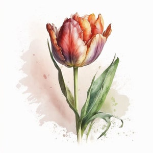 12 Tulip lowers Clipart, Tulip Flowers, Printable Tulip, High resolution JPGs, Digital Planner, Junk Journal, Digital Paper, Wall Art