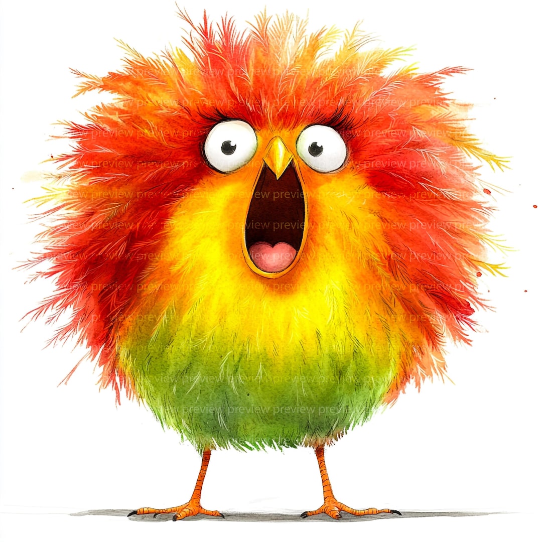 12 Whimsical Bird Clipart | Quirky Animal Watercolor Art | Unique Avian ...
