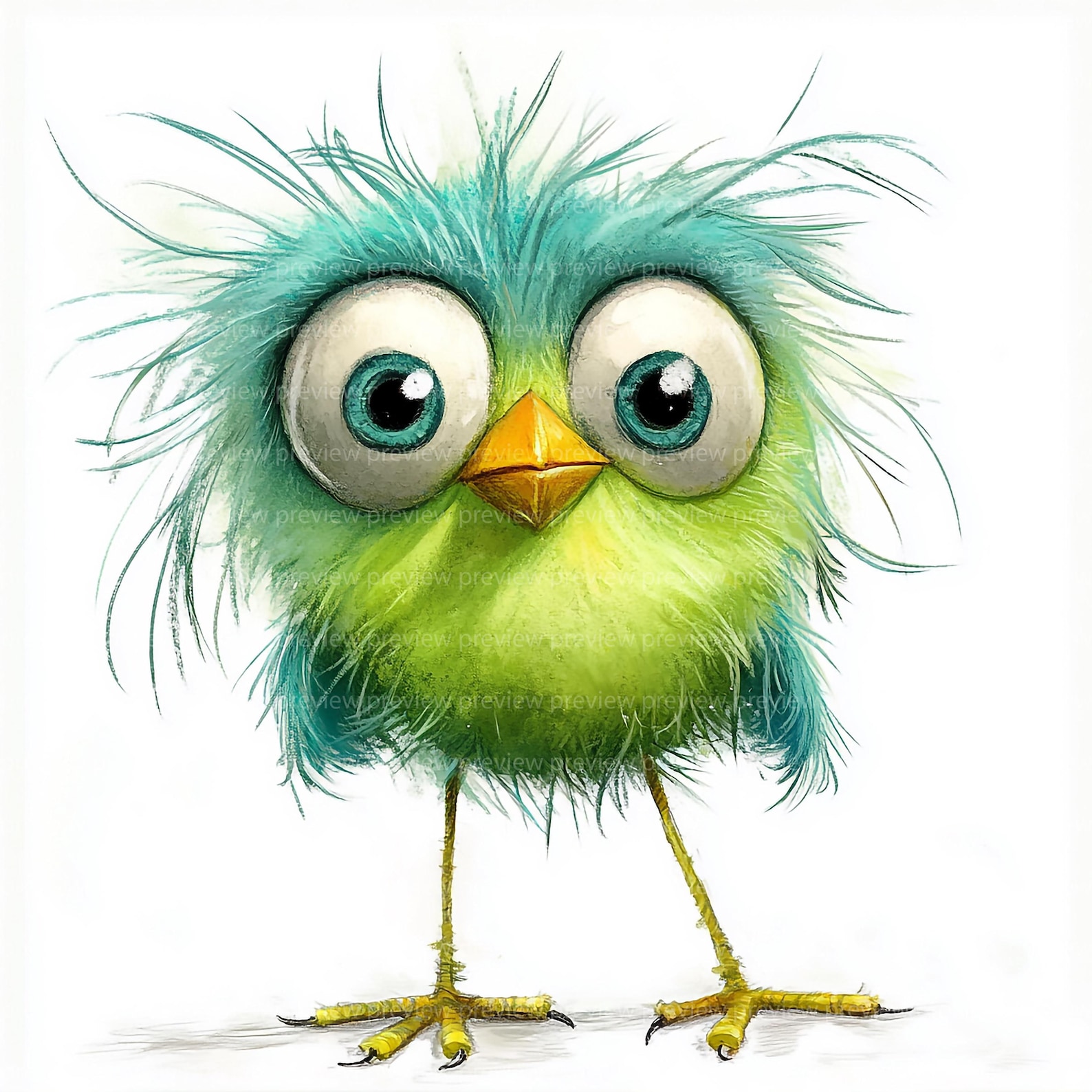12 Whimsical Funny Bird Clipart | Quirky Animal Art (jpgs, Commercial ...