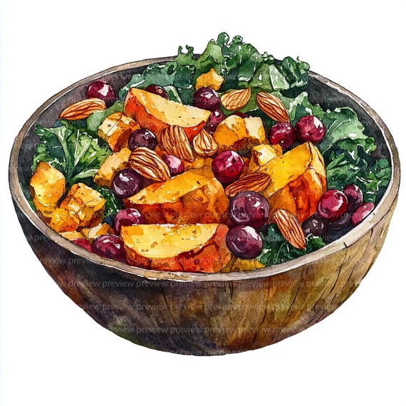 水彩サラダクリップアート：ヘルシーな食べ物のイラスト（JPG 12 枚