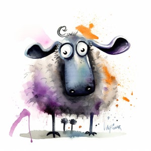 Clipart di pecore divertenti / Pecore stravaganti / 12 JPG ad alta risoluzione per elementi di album, design di tazze, design di abbigliamento / uso commerciale