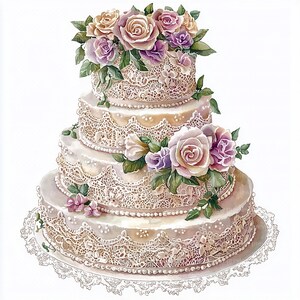 12 Wedding Cake Clipart, Victorian Cake, Floral Cake Watercolor Clipart for Scrapbooking & Journals | High-Quality JPGs | Digital Download