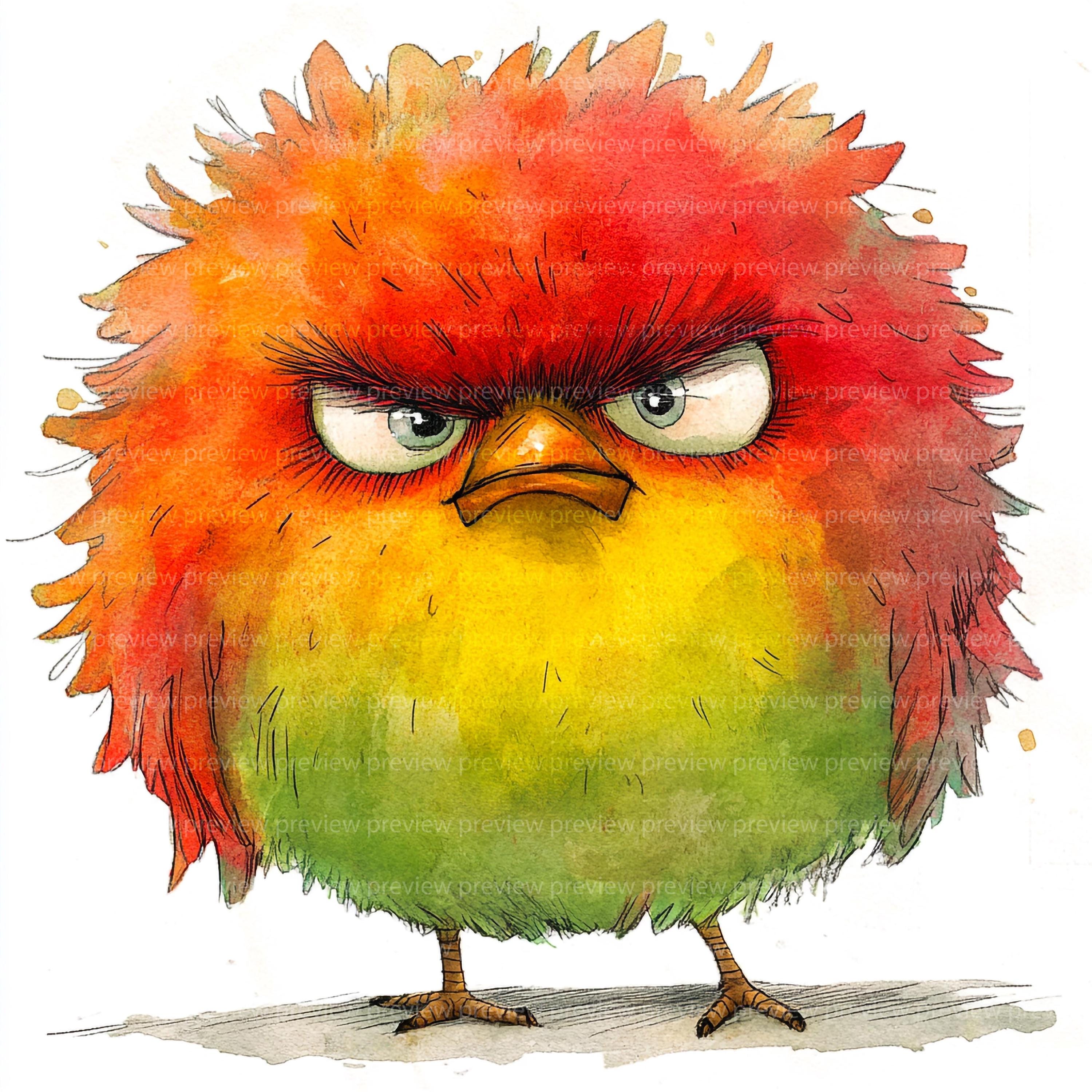 12 Whimsical Bird Clipart | Quirky Animal Watercolor Art | Unique Avian ...