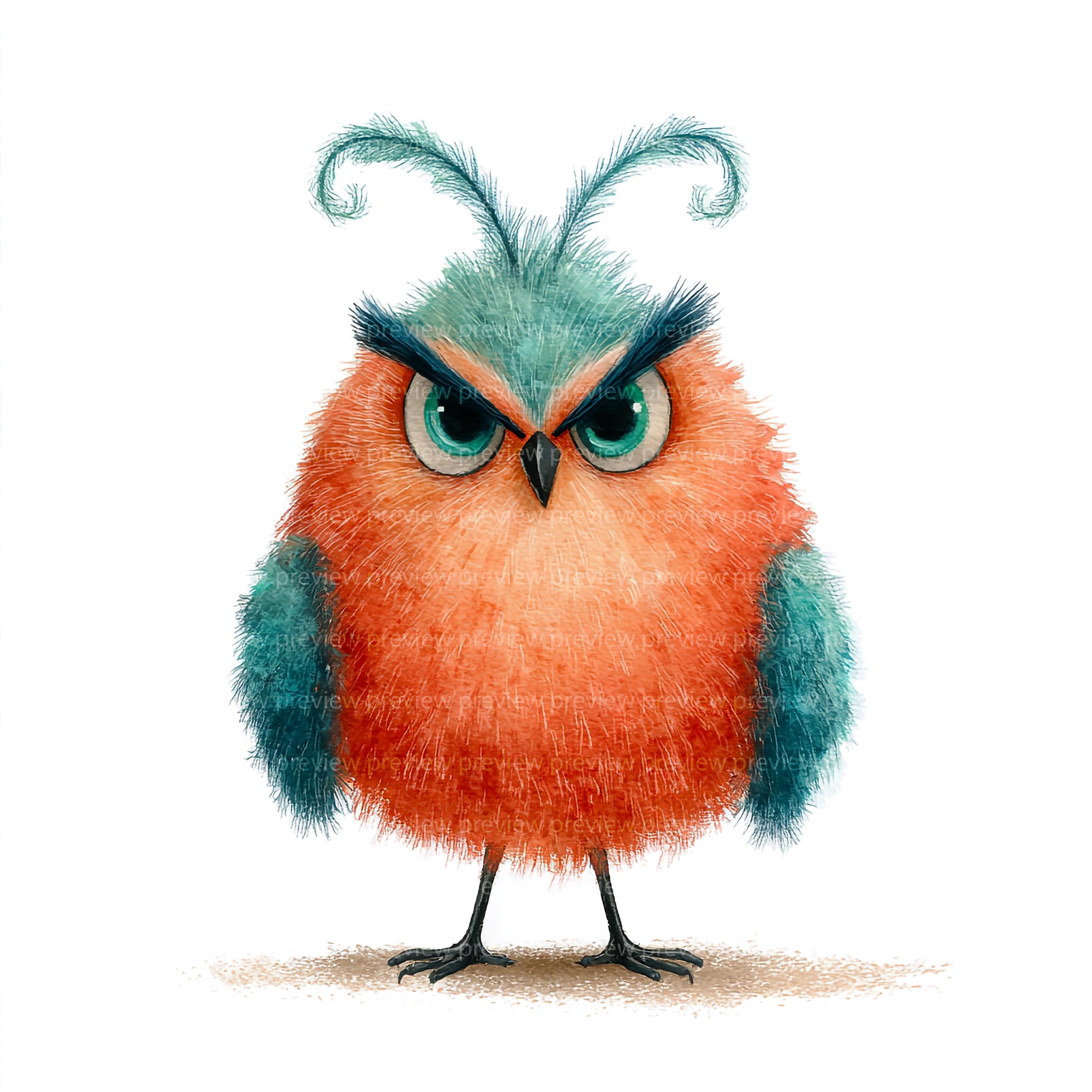 12 Grumpy Bird Clipart | Character Watercolor Avian Art | Unique ...