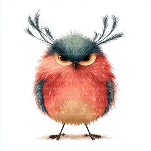 12 Grumpy Bird Clipart, Cartoon Bird, Funny Bird, Watercolor Bird Clipart for Scrapbooking & Journals | High-Quality JPGs | Digital Download