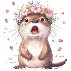 14 Niedliche Otter Clipart, lustige Otter Aquarell Clipart für digitales Papier, Scrapbooking & Journals | Hochwertige JPGs | Digitaler Download
