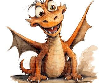 12 Majestic Dragon Clipart | Mythical Creature Watercolor Art | Fantasy Beast Monster Illustration JPG