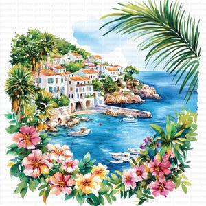 14 Clipart Santorin | Clipart Grèce | Clipart aquarelle pour scrapbooking et journaux | Fichiers JPG de haute qualité | Téléchargement numérique