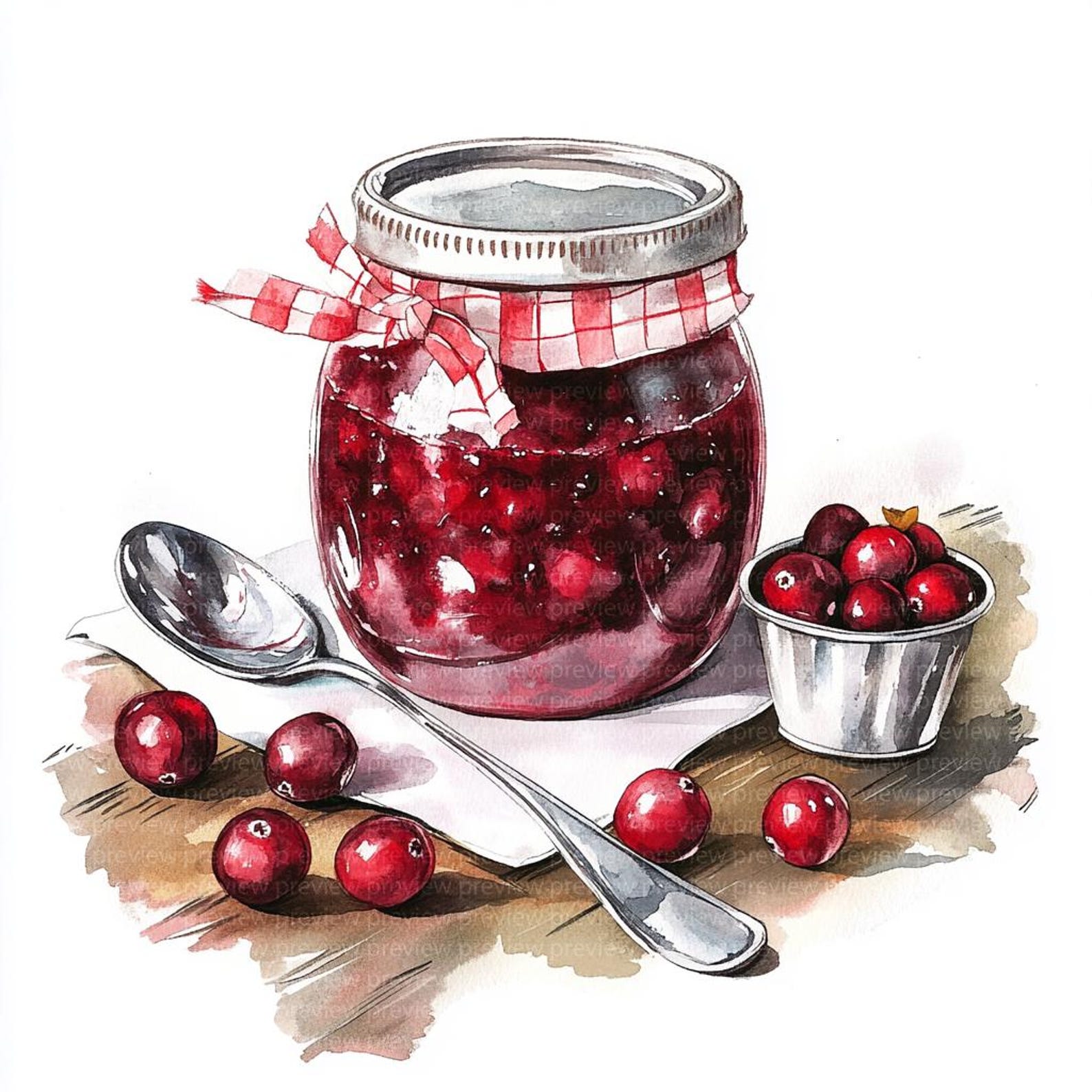 Watercolor Cranberry Sauce Clipart 14 High Resolution Jpgs for Recipe ...