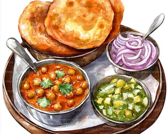 12 Indian Food Watercolor Clipart | Traditional Cuisine Art | Spice and Curry Illustration | JPGs, Commercial Use
