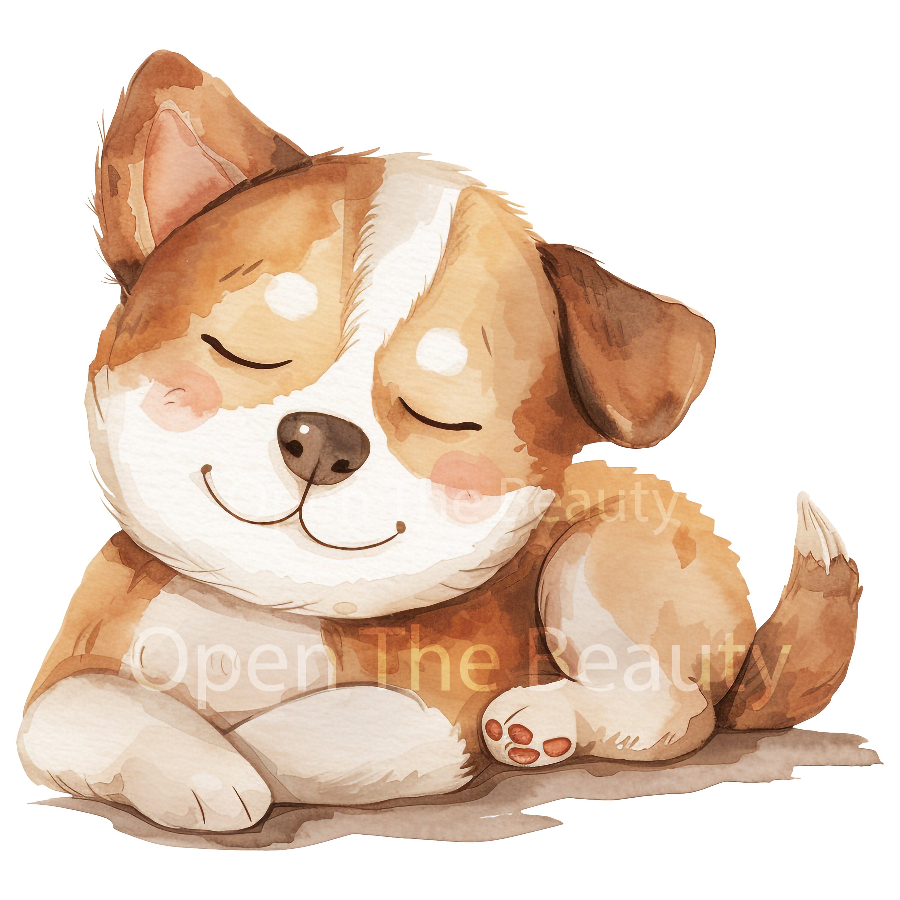 Sleeping Dog Watercolor Clipart Sleeping Dog Clipart Dog Clipart ...