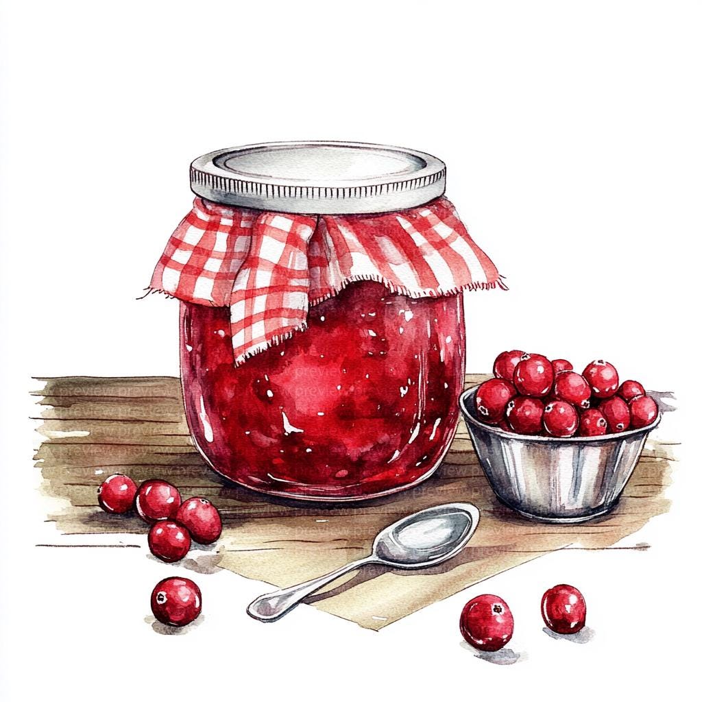 Watercolor Cranberry Sauce Clipart 14 High Resolution Jpgs for Recipe ...