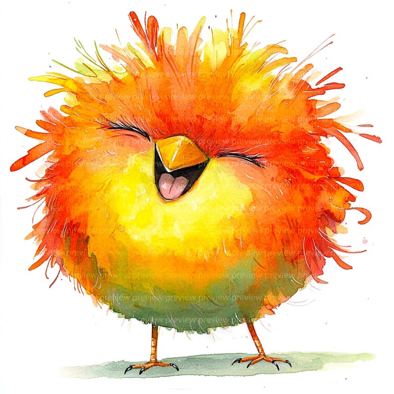12 Whimsical Bird Clipart | Quirky Animal Watercolor Art | Unique Avian ...
