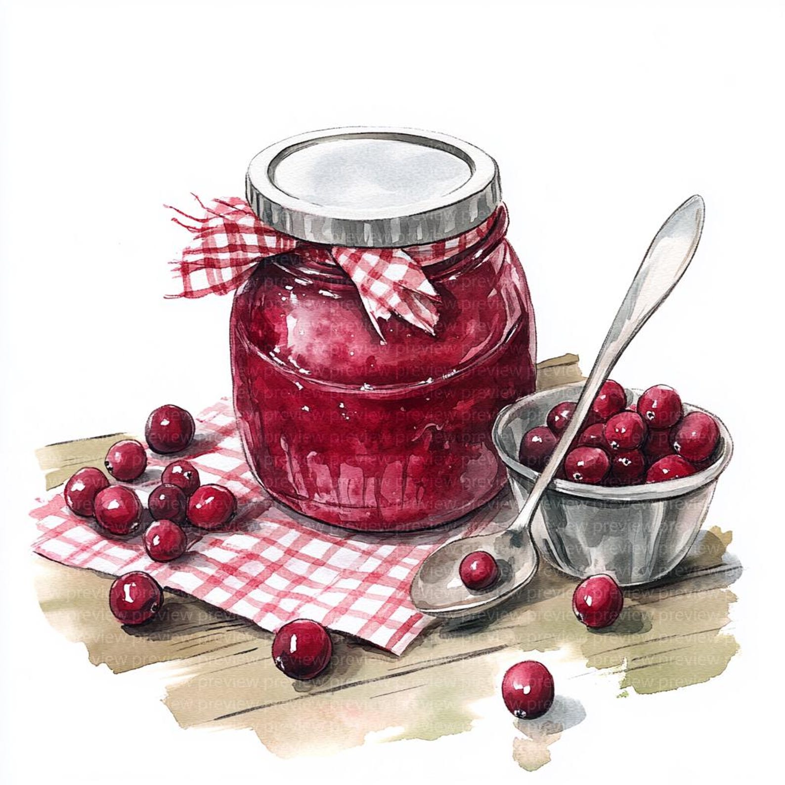 Watercolor Cranberry Sauce Clipart 14 High Resolution Jpgs for Recipe ...