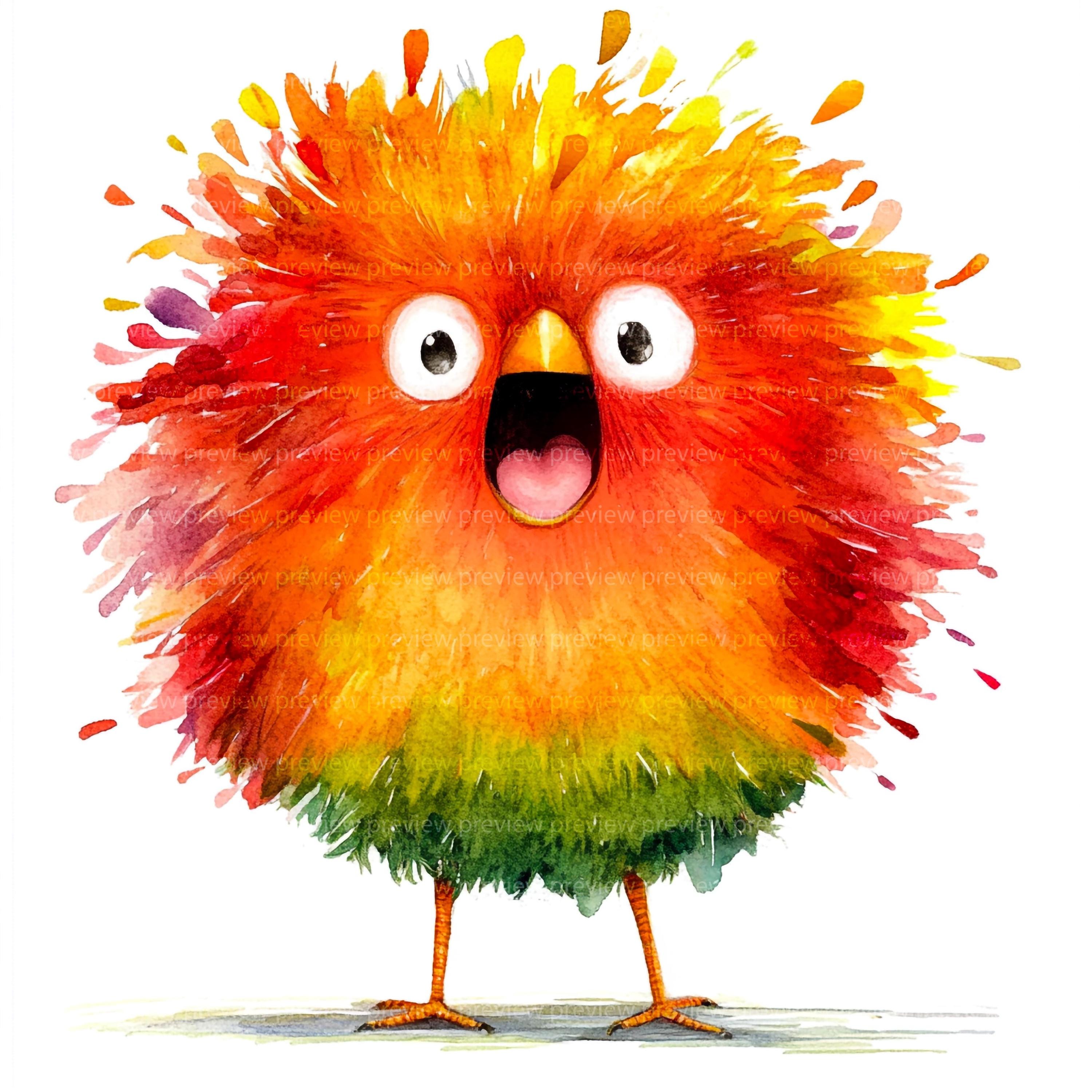 12 Whimsical Bird Clipart | Quirky Animal Watercolor Art | Unique Avian ...