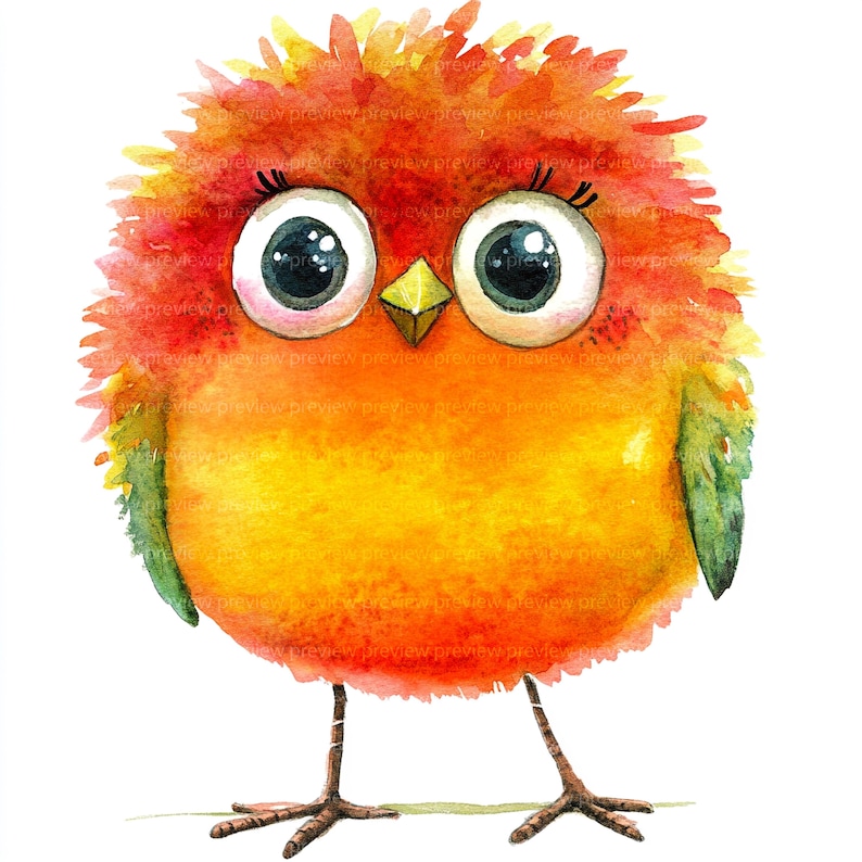 12 Whimsical Bird Clipart | Quirky Animal Watercolor Art | Unique Avian ...